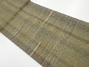 紐通し横縞模様織出し袋帯